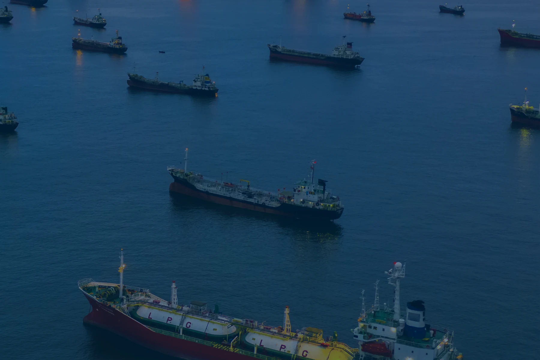 Fleet vessels at anchorage during maritime operations